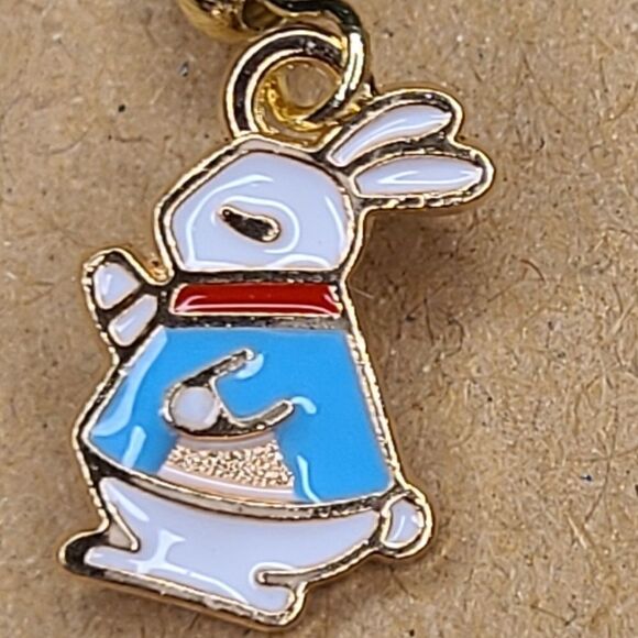 New Hand Crafted Cute White Bunny Rabbit Hook Earrings 14K Gold Plated - Picture 3 of 3